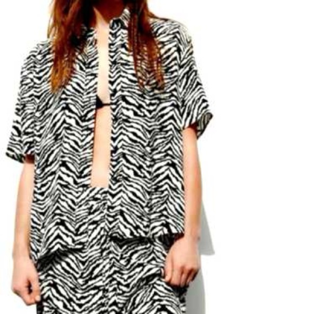Zara Black and White Zebra Print Top